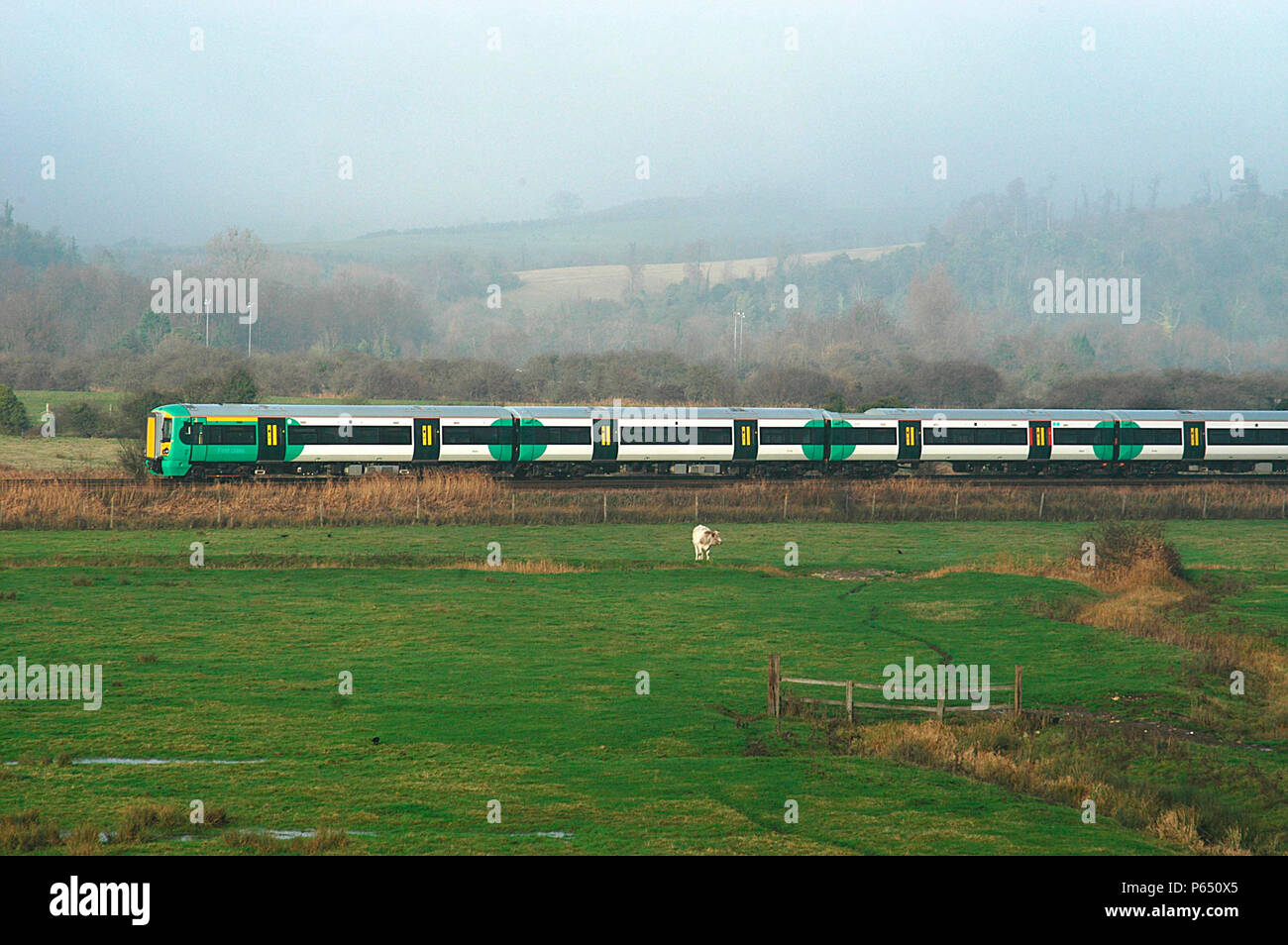 A Class 375 in the Sussex countryside with a Southern train service. 2003 Stock Photo