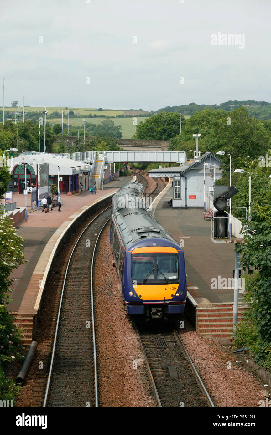 A First ScotRail service passing through Inverkeithing. June 2005 Stock Photo