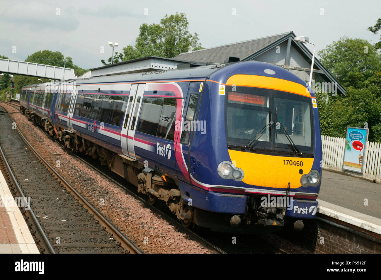A First ScotRail service passing through Inverkeithing. June 2005 Stock Photo