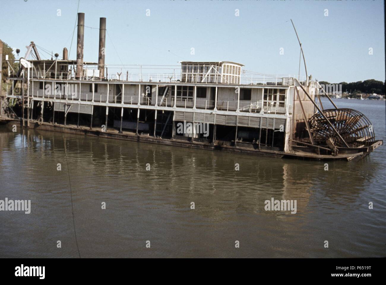 A magnificent Egyptian Nile Paddle Steamer at the Sudan River Authority Khartoum having come up for repairs from south of Malakal. The Paddle Dredger  Stock Photo