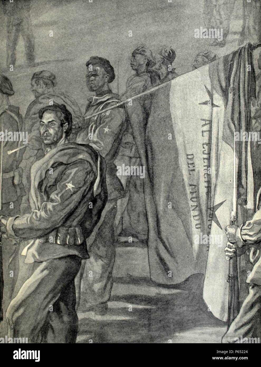 Spanish civil war: soldiers from Spanish Sahara in support of Franco Drawing by C. SÃ¡enz de Tejada Stock Photo