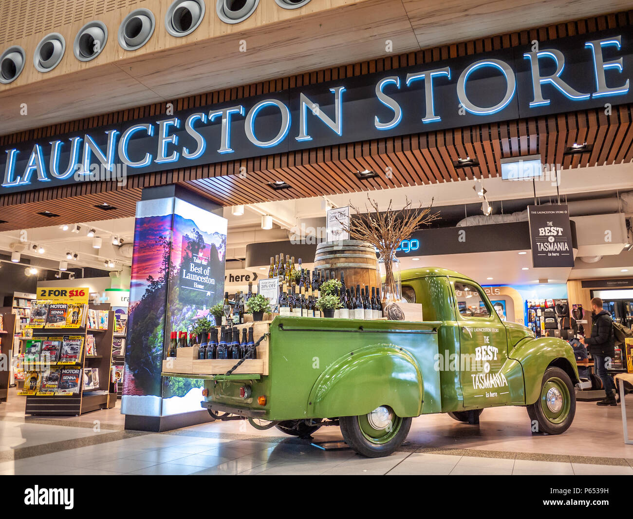 The Launceston Store in the Launceston airport, offering travel essentials and local produce gifts & souvenirs. Launceston, Tasmania, Australia Stock Photo