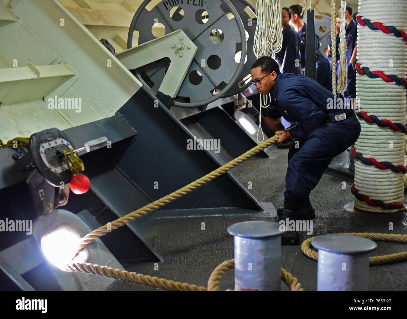 A Boatswain's Mate aboard USS Blue Ridge (LCC 19), flagship of the U.S ...