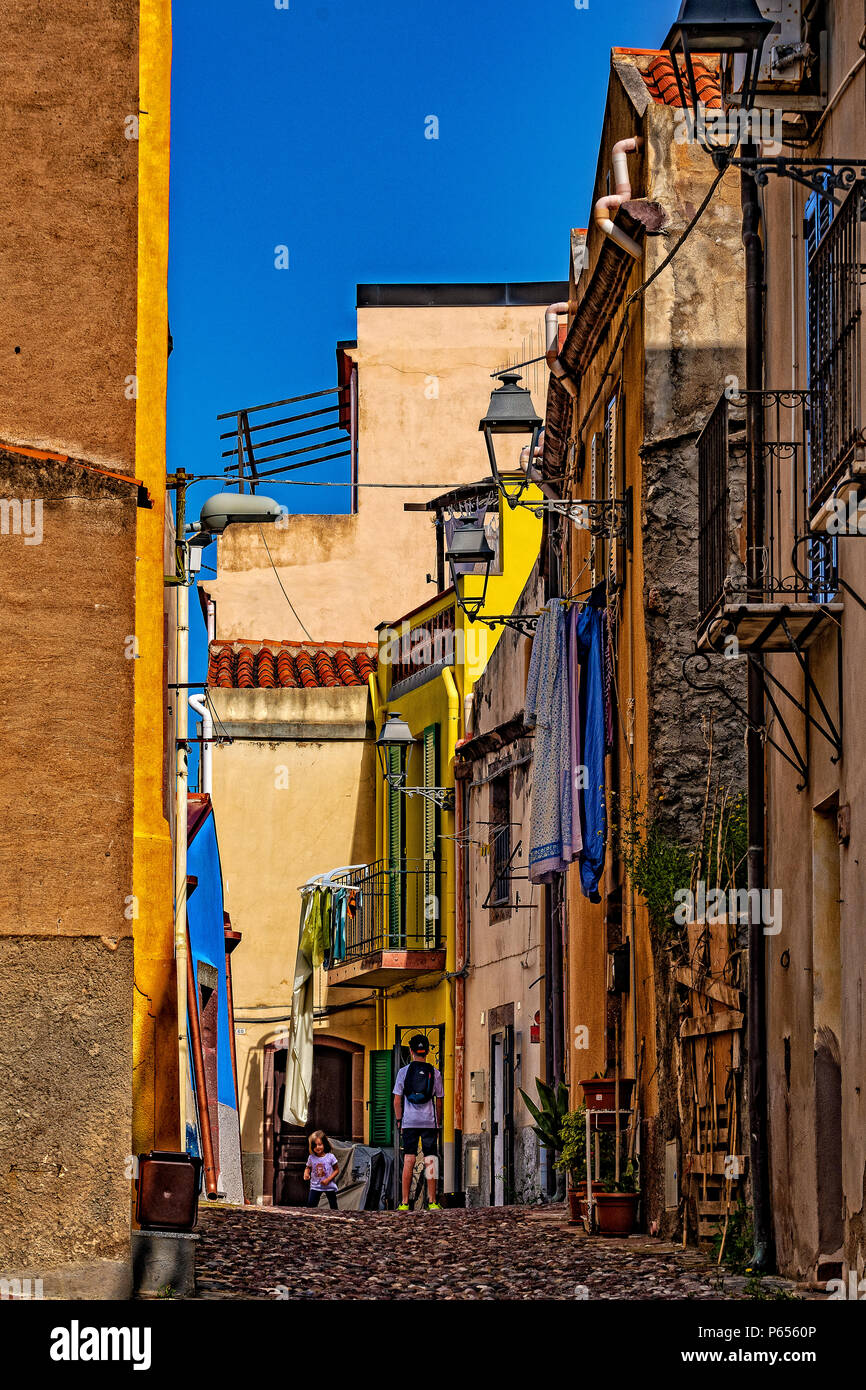 Italy Sardinia Bosa,historic center,colored houses Stock Photo Alamy