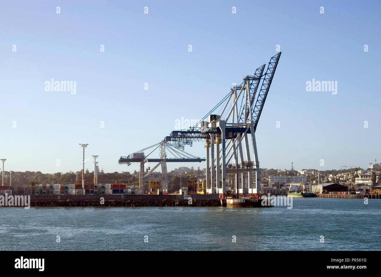 Giant Cranes at Auckland Docks, New Zealand Stock Photo Alamy