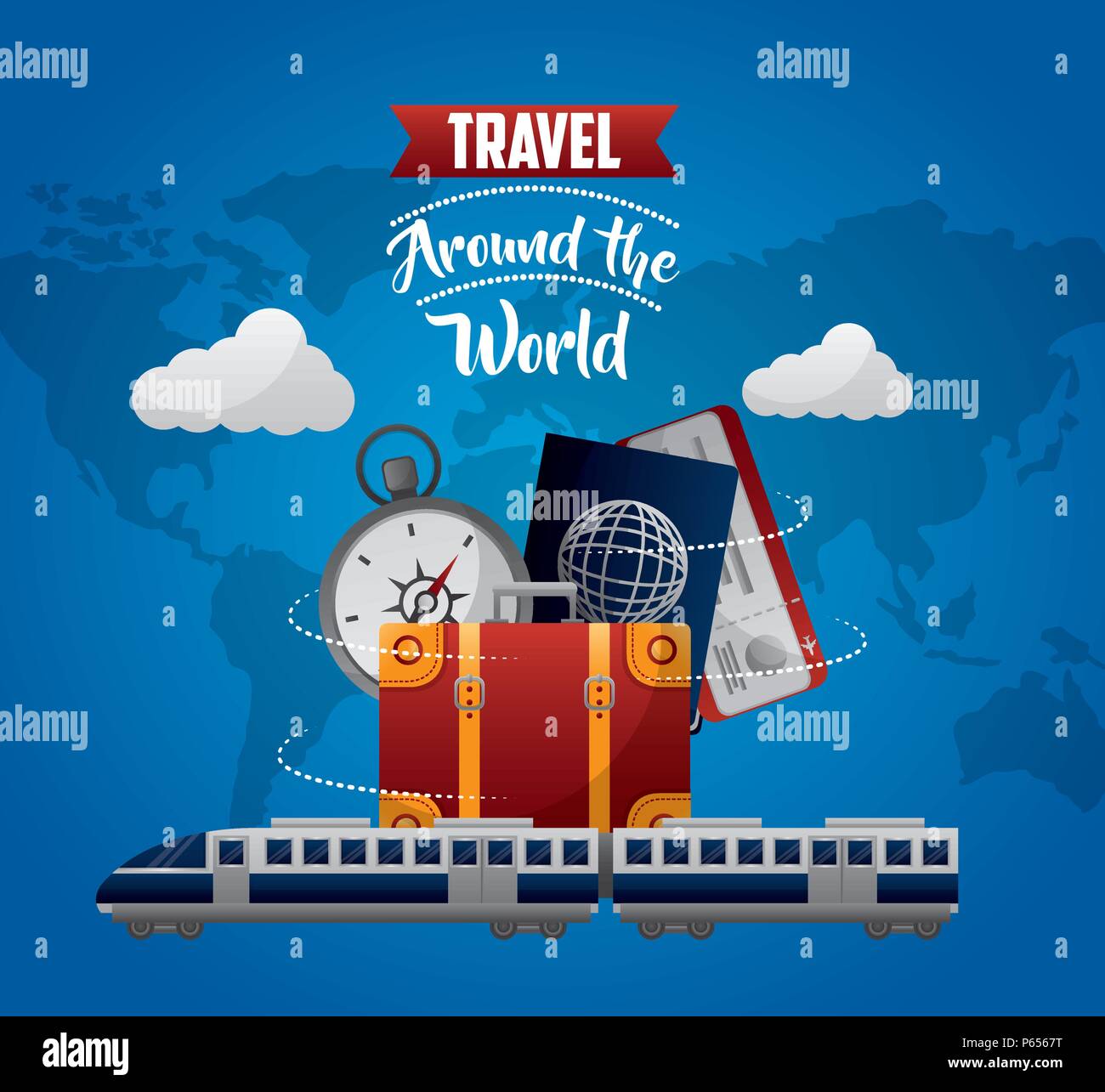 time to travel around the world Stock Vector