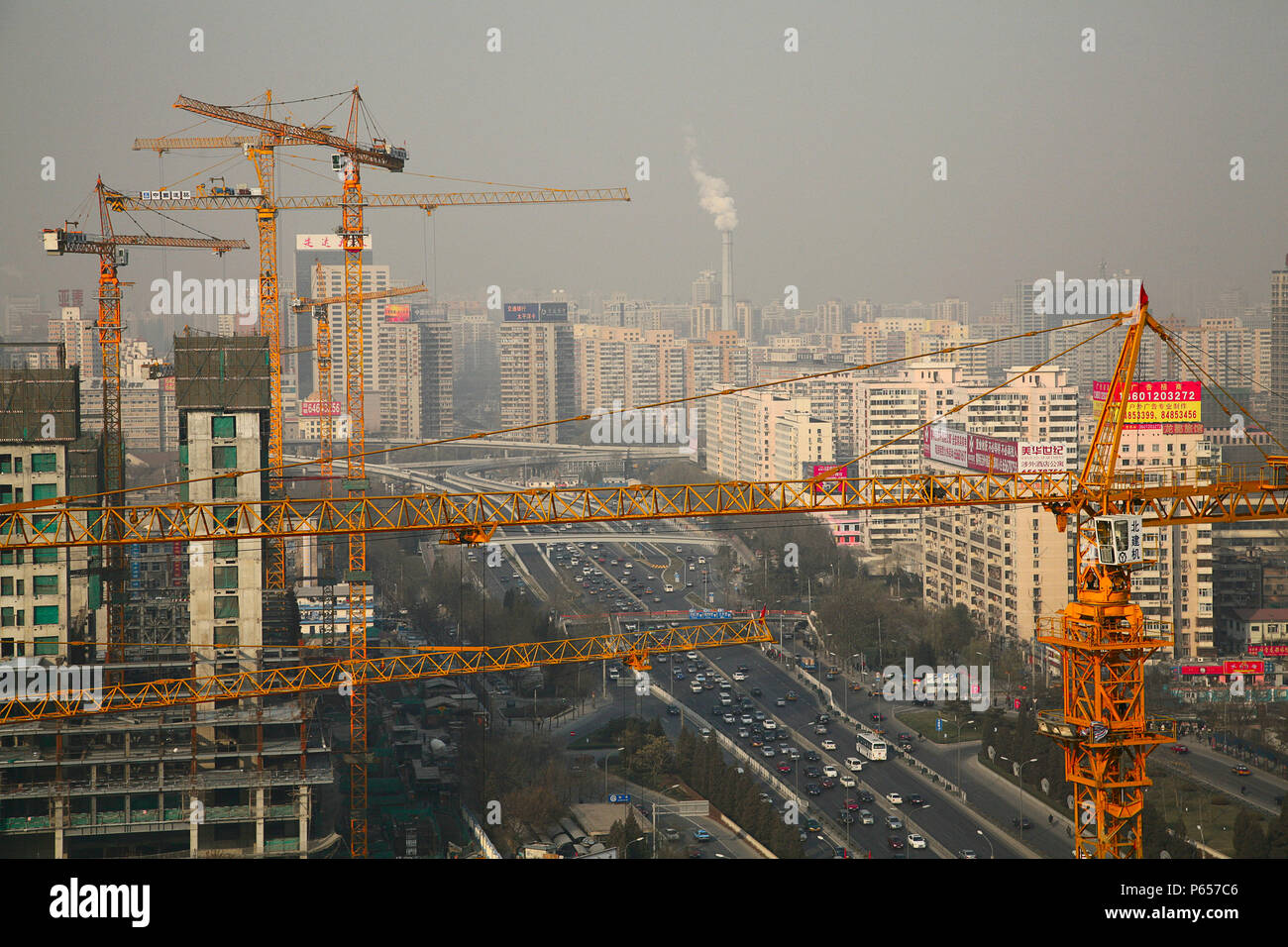 A view north along the second ring road in Beijing, Stock Photo