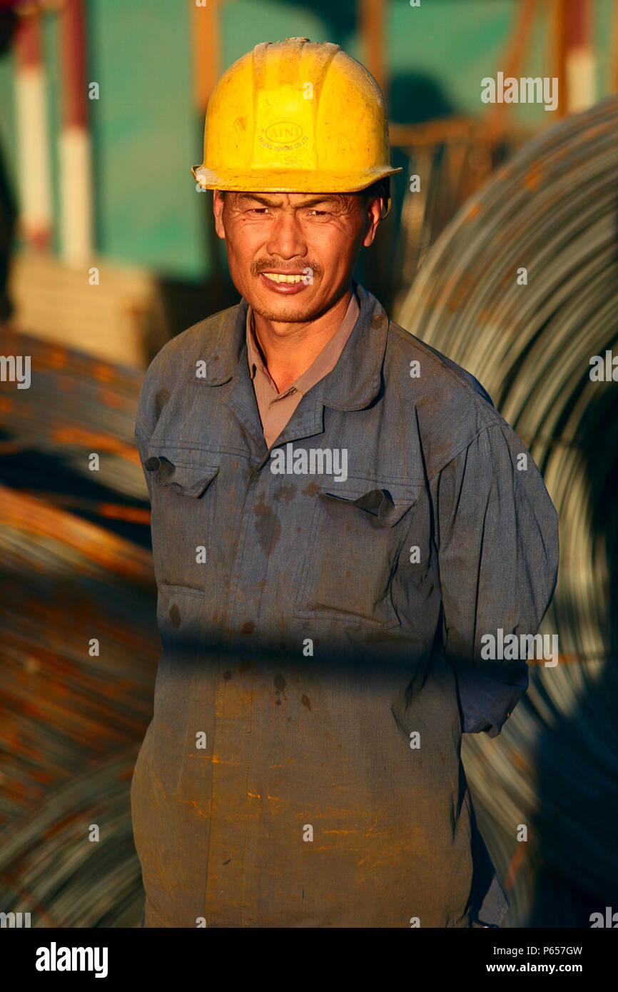 A construction worker in Beijing Stock Photo