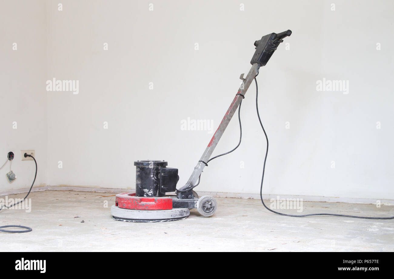 Construction business concept Concrete surface sanding machine