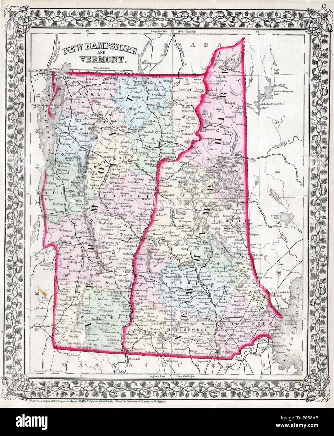 Map Of New Hampshire And Vermont Map Of Vermont And New Hampshire High Resolution Stock Photography And  Images - Alamy