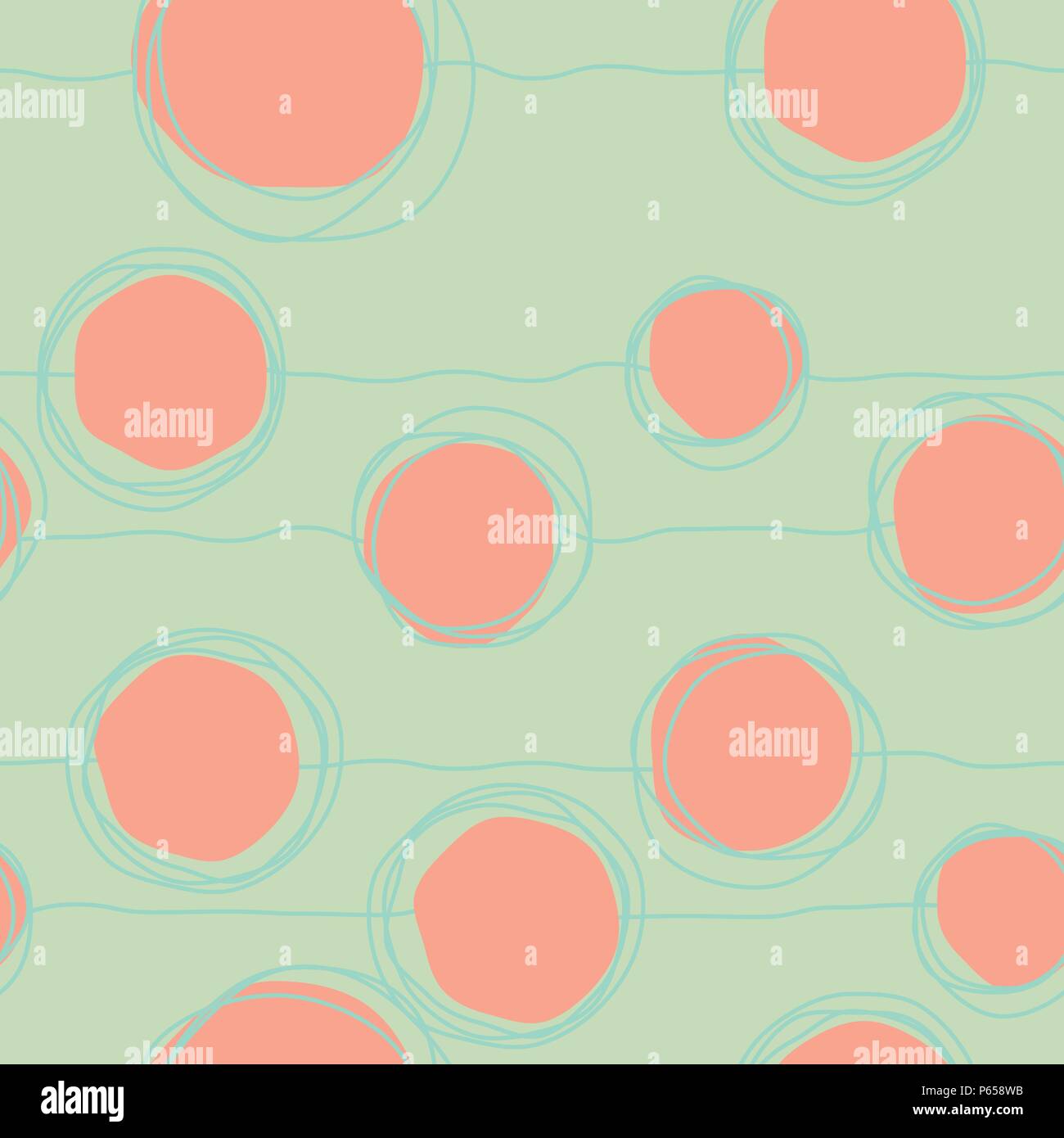 Vector sketch child round seamless green pattern Stock Vector