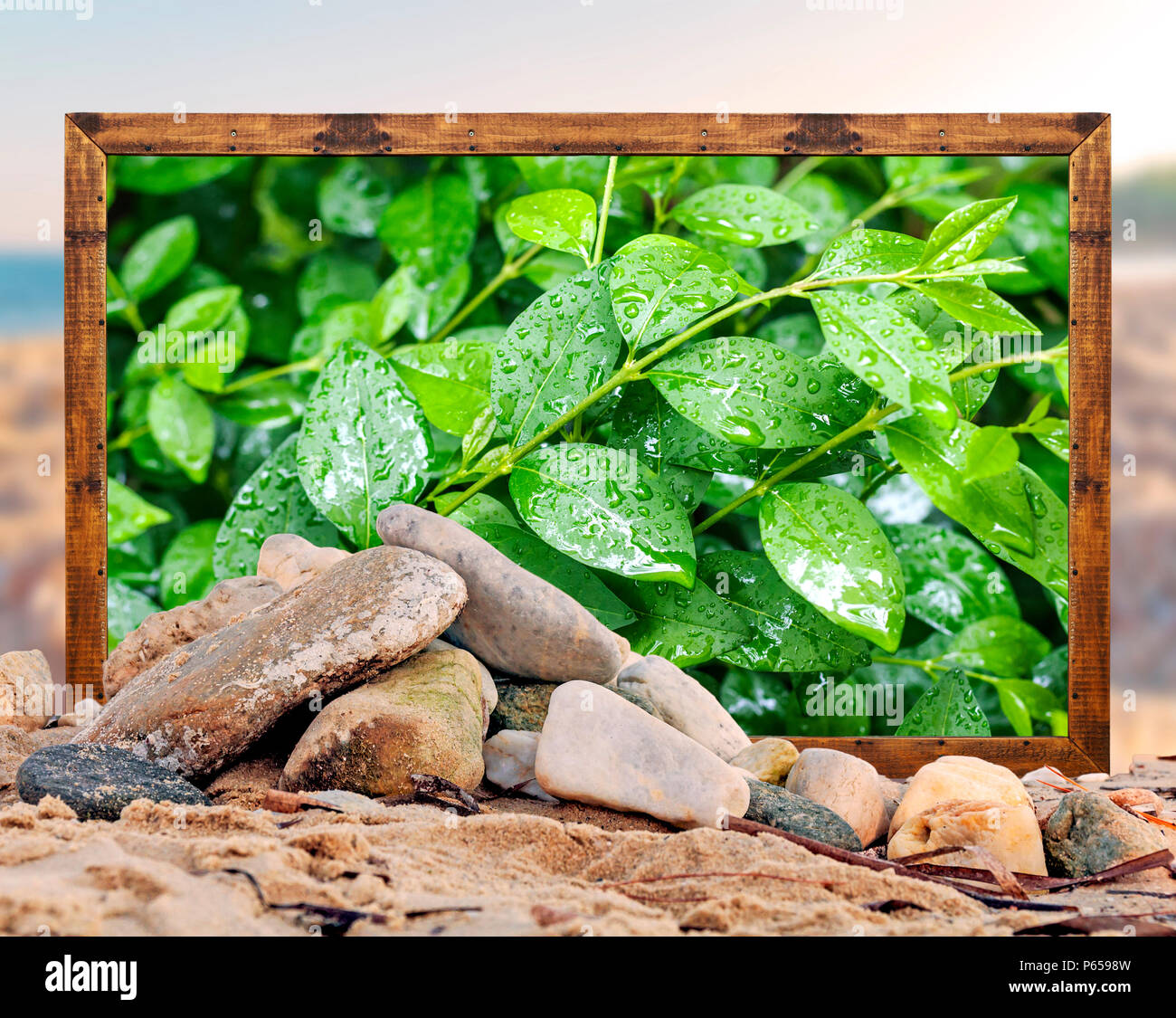 Abstract green wave frame on hi-res stock photography and images - Alamy