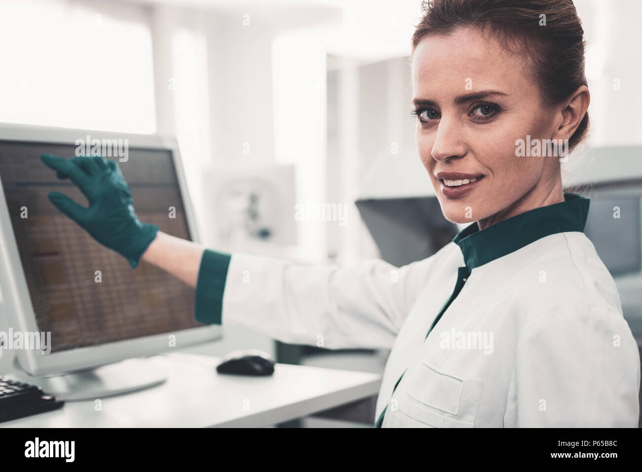 Close up of professional laboratory scientist at work Stock Photo
