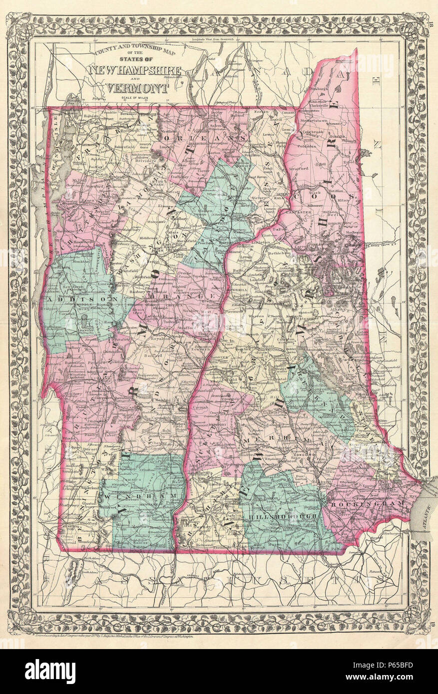 Map of vermont and new hampshire hi-res stock photography and images 