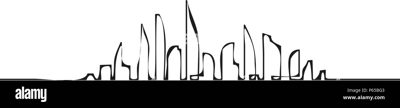 Silhouette of the city in a flat style. Modern urban landscape. Vector ...