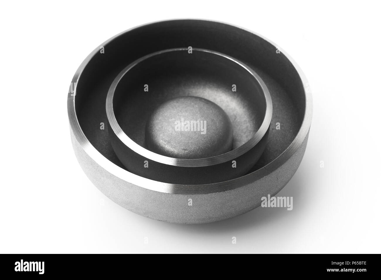 Steel caps for metal pipes in industrial production and maintenance of