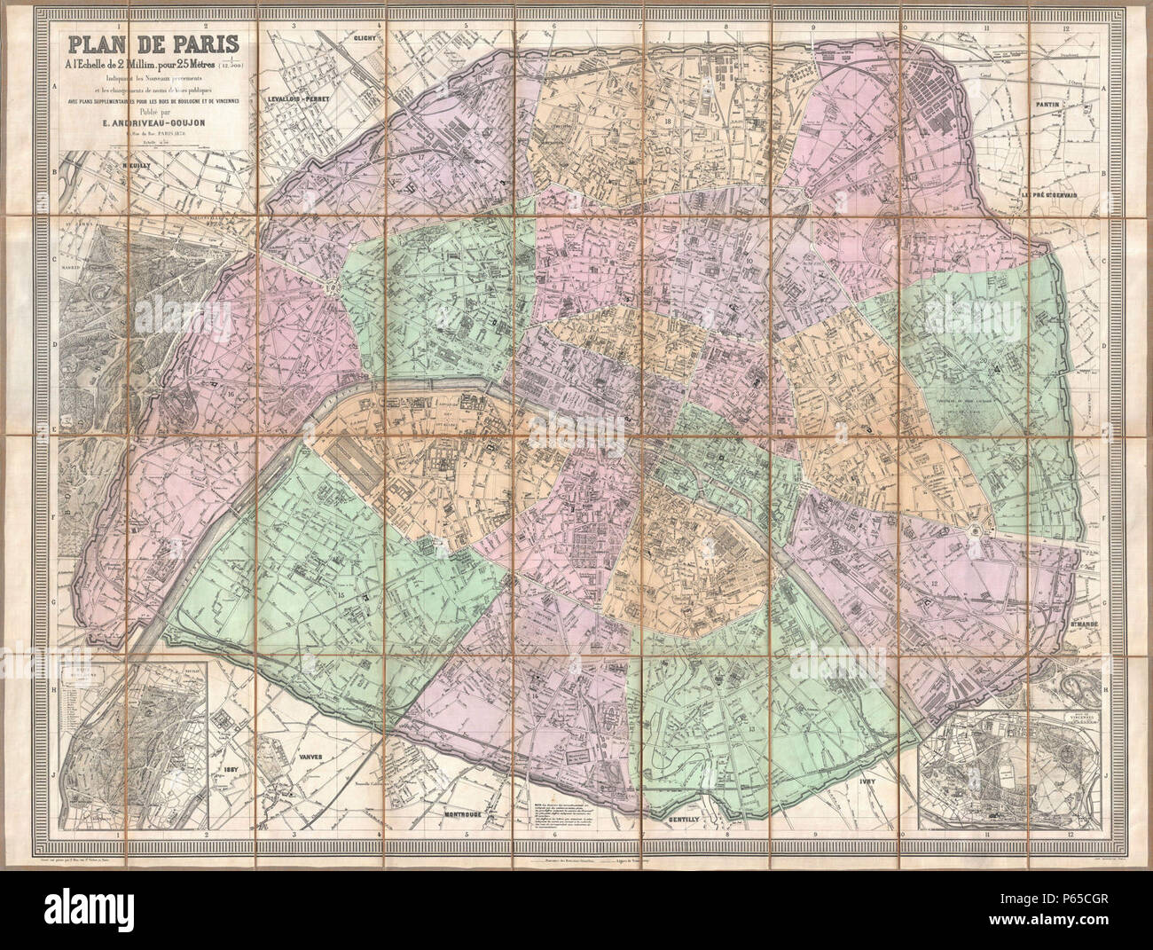 1878 AndriveauGoujon Pocket Map of Paris, France Geographicus