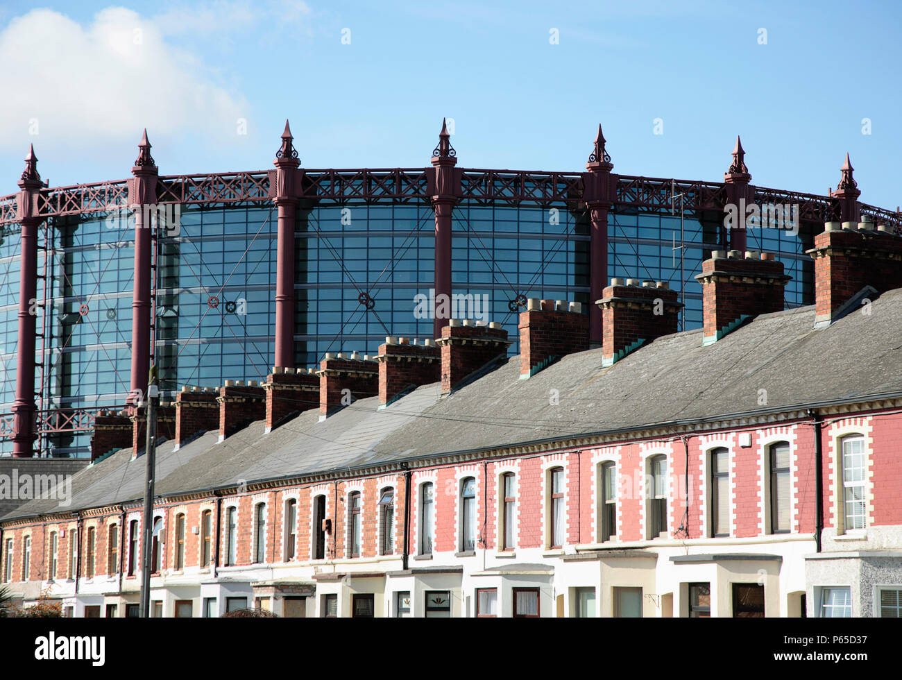 The Gasworks, Dublin, Ireland, 2008. Old gasometer converted into luxury apartments. Stock Photo