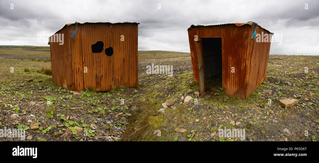 Abandoned Huts on brownfield site, UK. Stock Photo