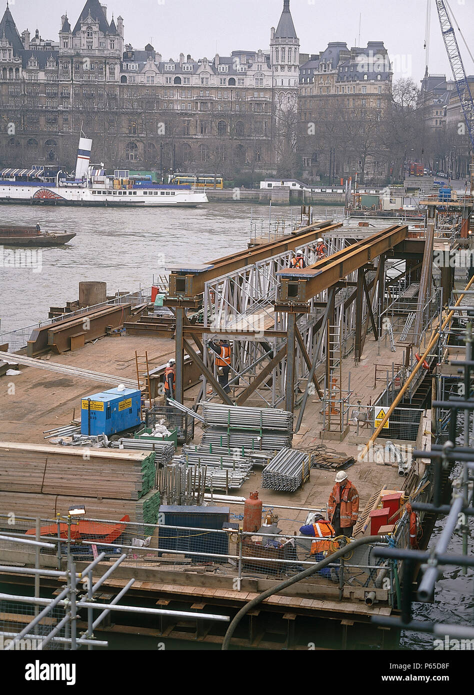Construction of new Hungerford footbridge. London, United Kingdom Stock