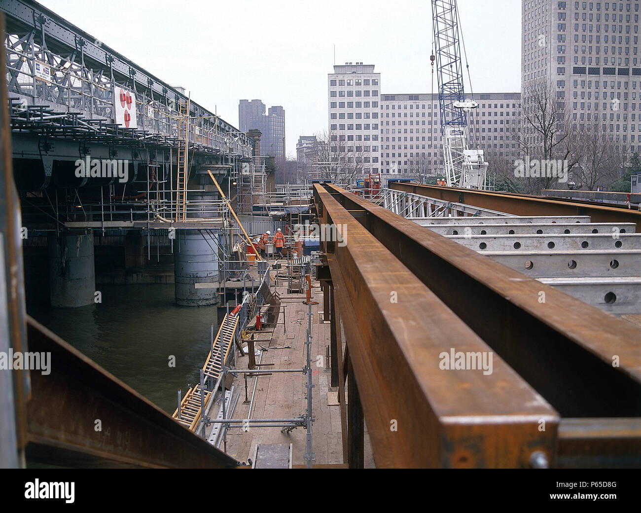 Construction of new Hungerford footbridge. London, United Kingdom Stock