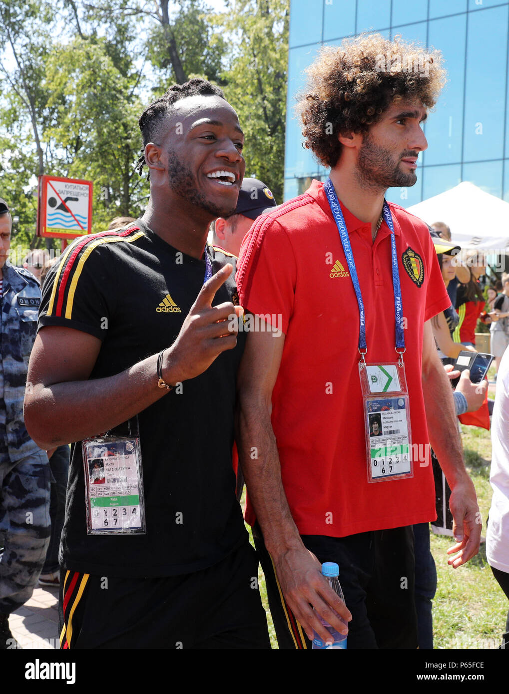 Belgium players Marouane Fellaini (right) and Adnan Januzaj
