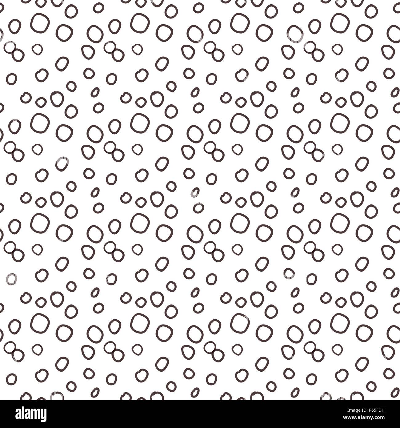 Vector illustration of hand drawn seamless pattern. Black dots isolated ...