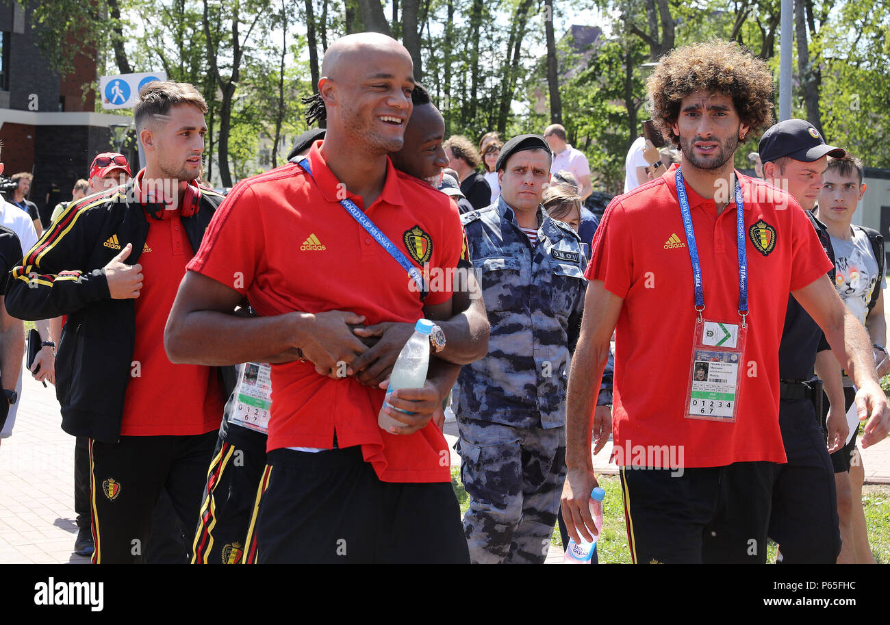 Belgium players Marouane Fellaini (right) and Adnan Januzaj