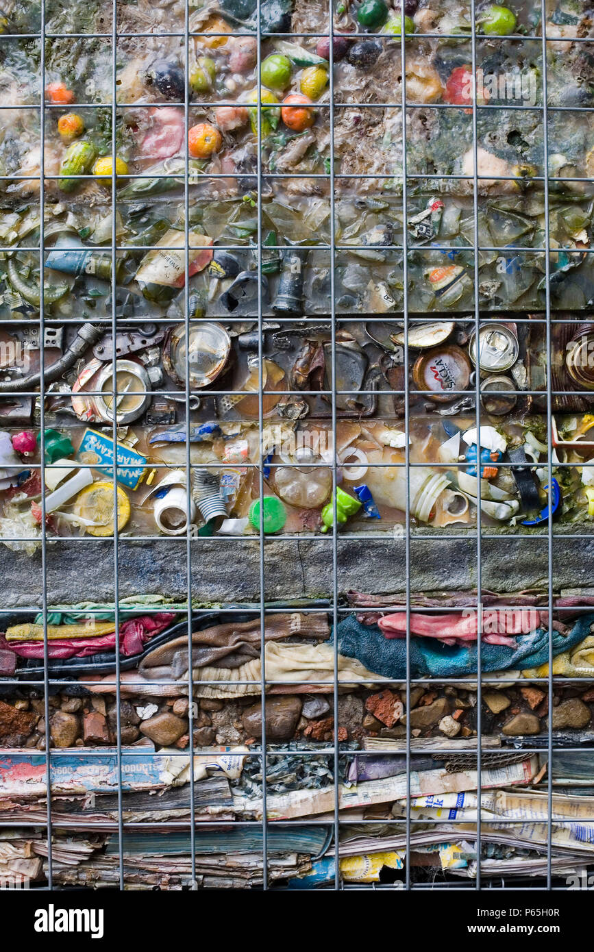 A display representing what we throw away to end up in landfill sites at the Center for Alternative technology at Machynlleth, Powys, Wales, UK Stock Photo