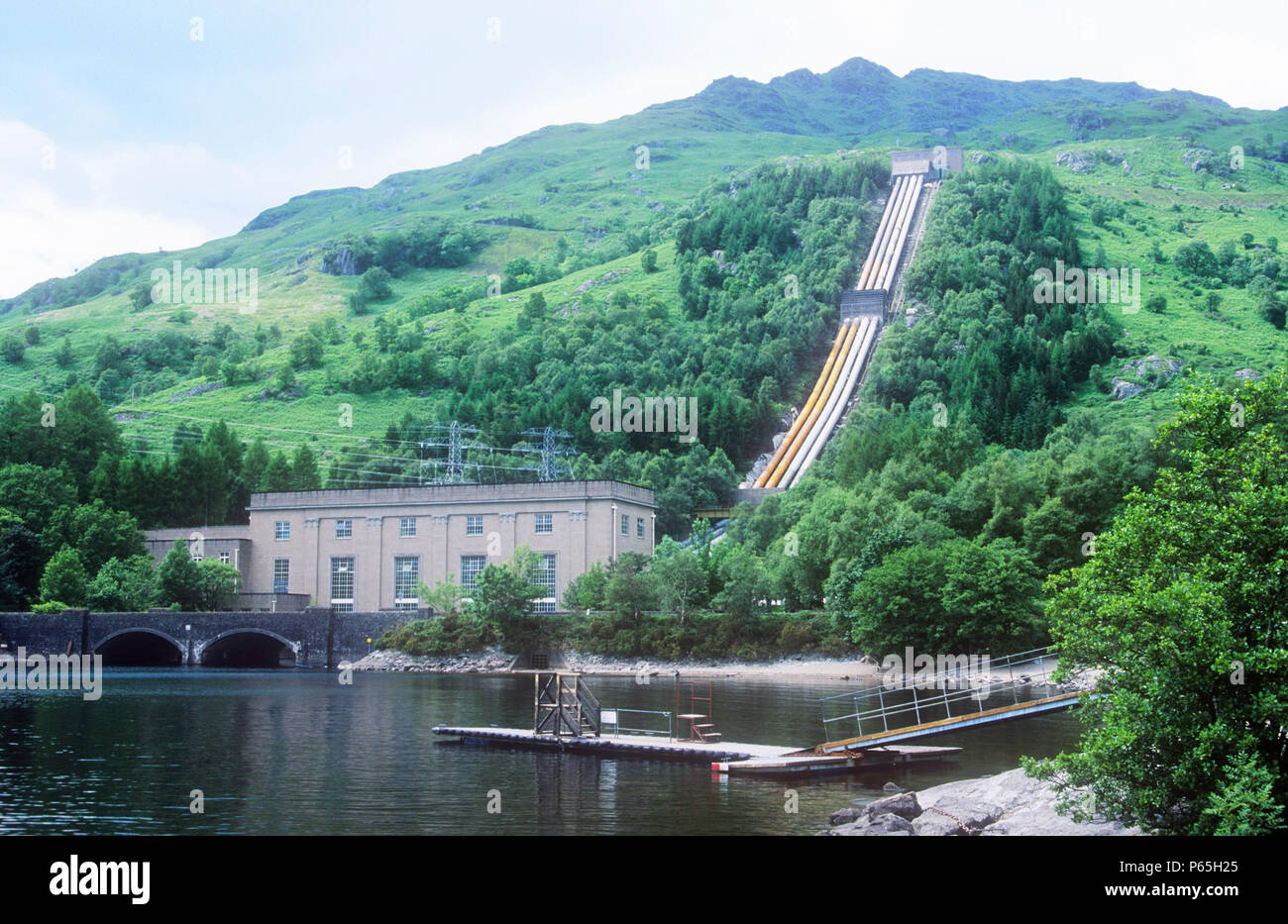 A hydro electric power station on the shores of loch Lomond, Scotland, UK Stock Photo