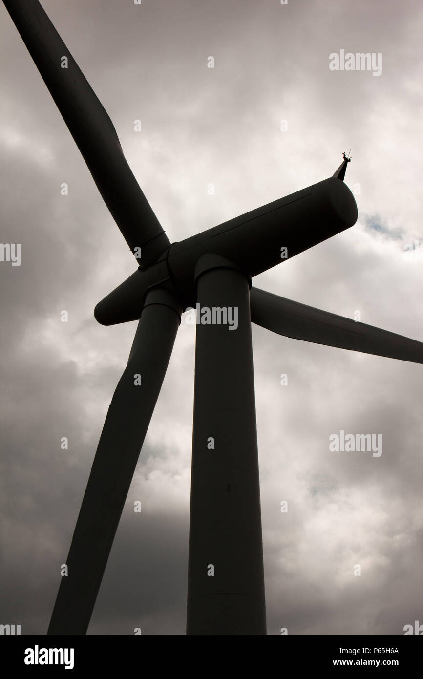 A wind turbine above Sedburgh, Cumbria, UK. Stock Photo