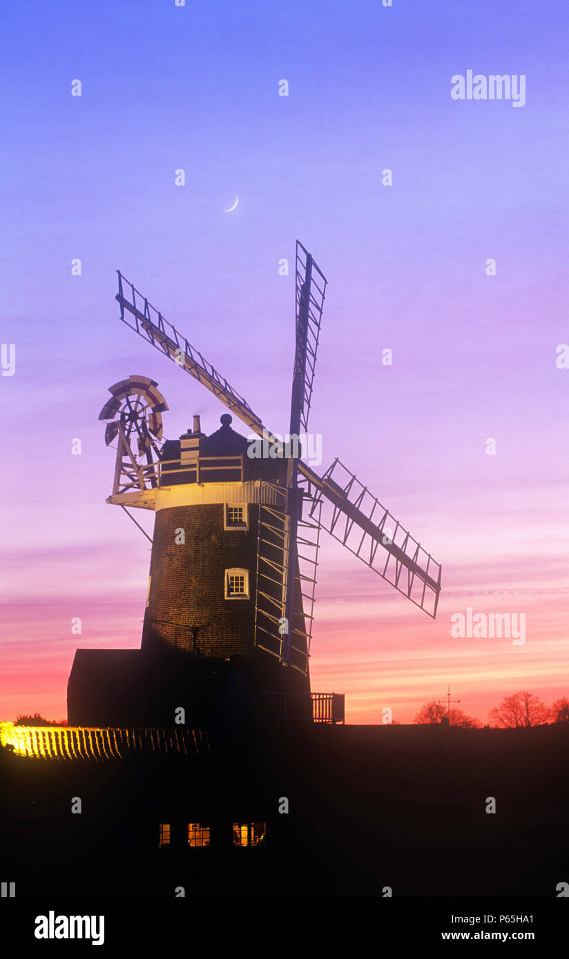 Cley windmill at sunset, Norfolk, UK. Stock Photo