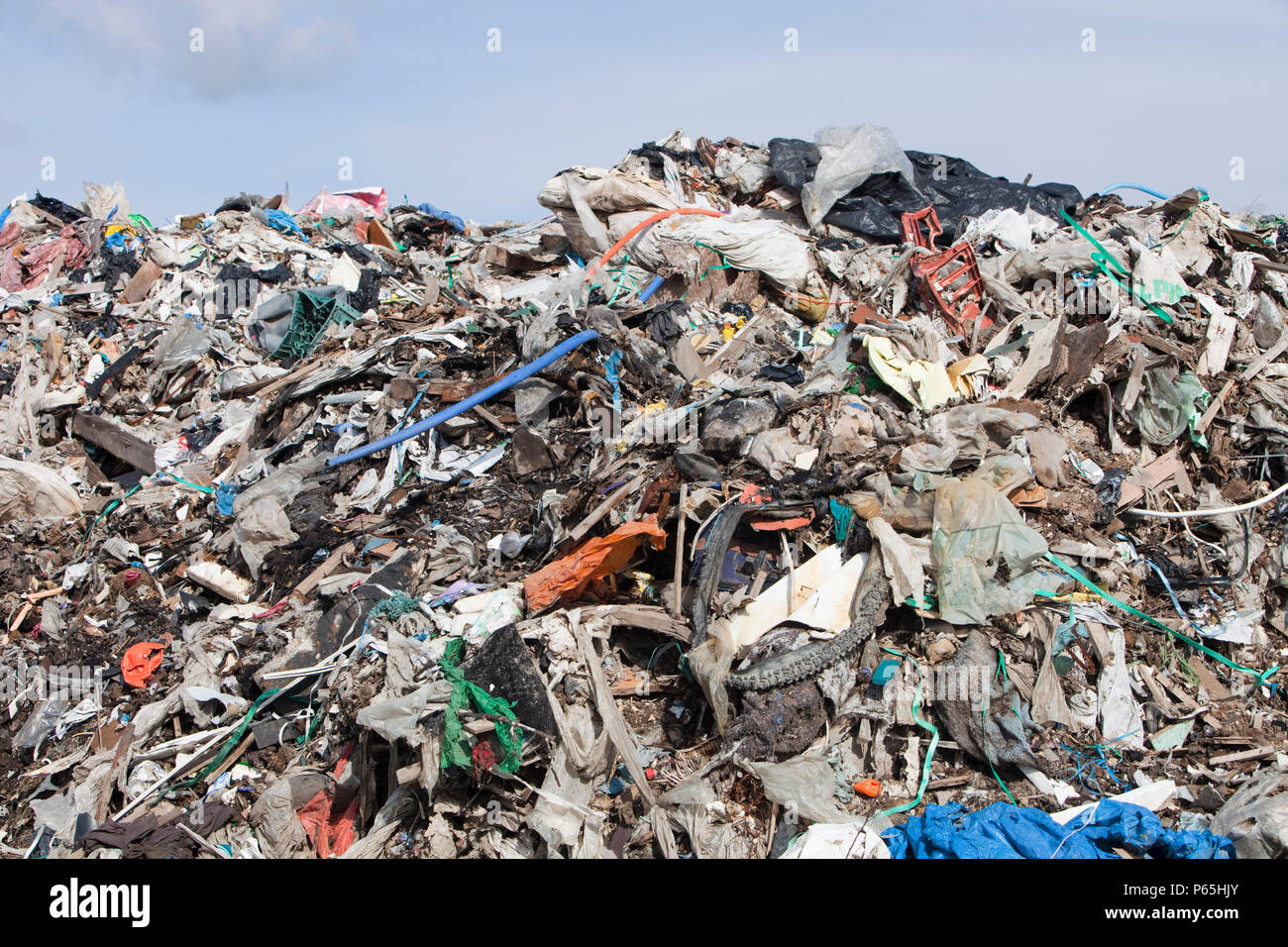 Rubbish dumped on wasteland on the outskirts of Hartlepool, North East, UK. Stock Photo