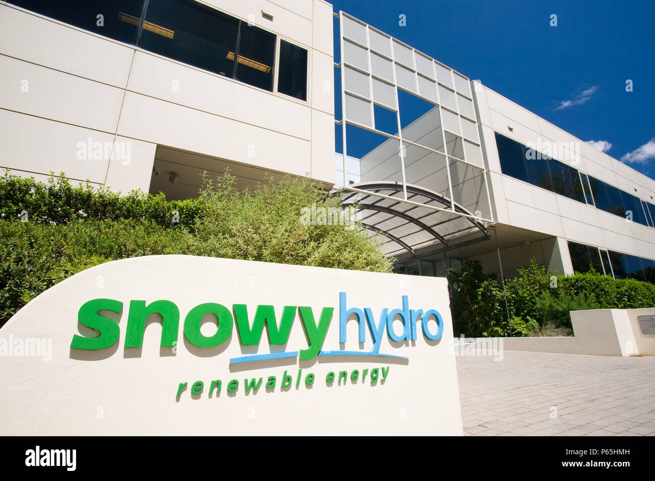Snowy Hydro buildings in Cooma, Australia. Stock Photo