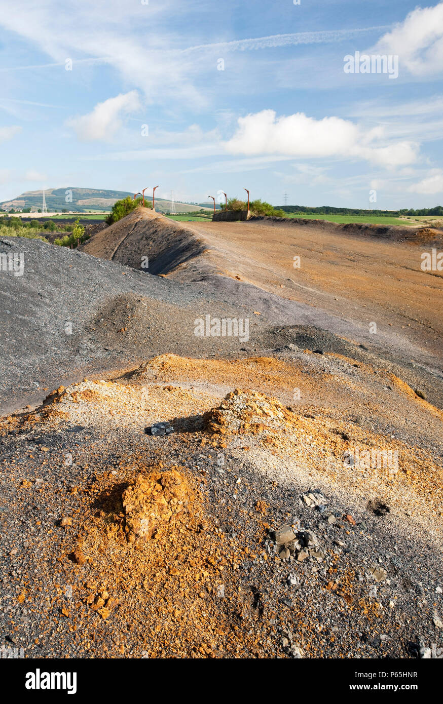 Spoil left by open cast coal mining at the abandoned Westfield mine in