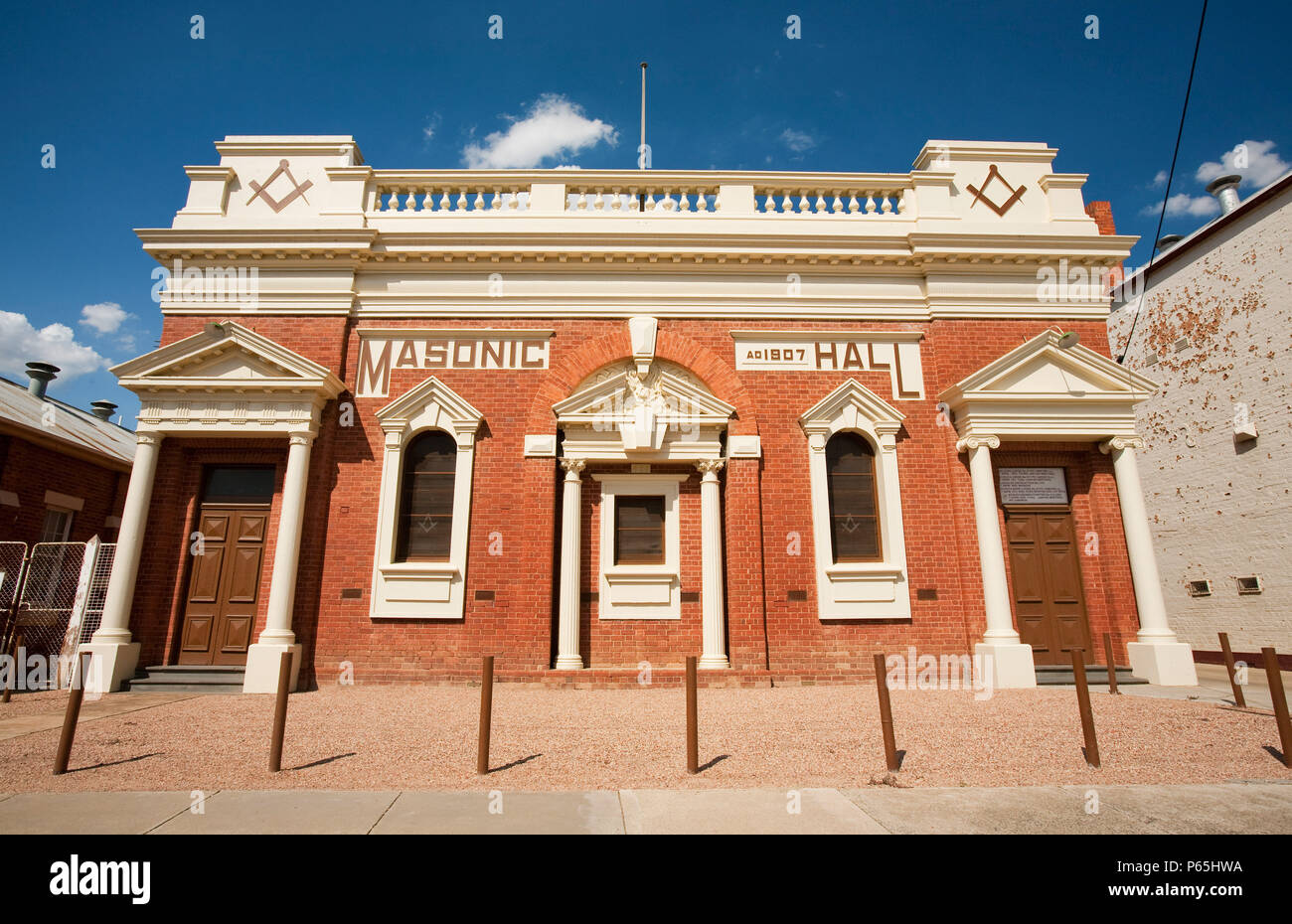 The Masonic Hall in Echuca, Victoria, Australia. Stock Photo