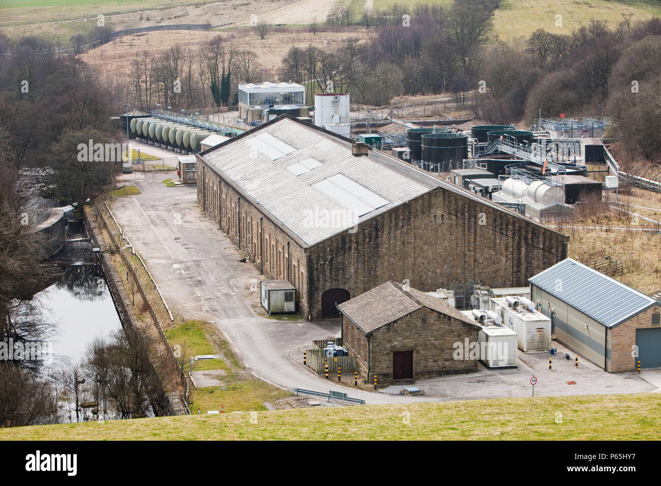 The water treatment plant at Stocks Reservoir in Lancashire, UK. Stock Photo