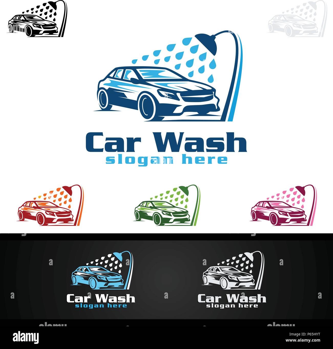 Car Wash Logo, Cleaning Car, Washing and Service Vector Logo ...