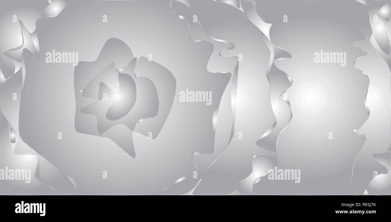 Gray metallic vector gradient background with wavy edges and blobs. Stock Vector