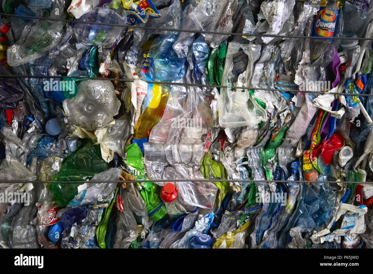 Compacted plastic recycling Stock Photo - Alamy
