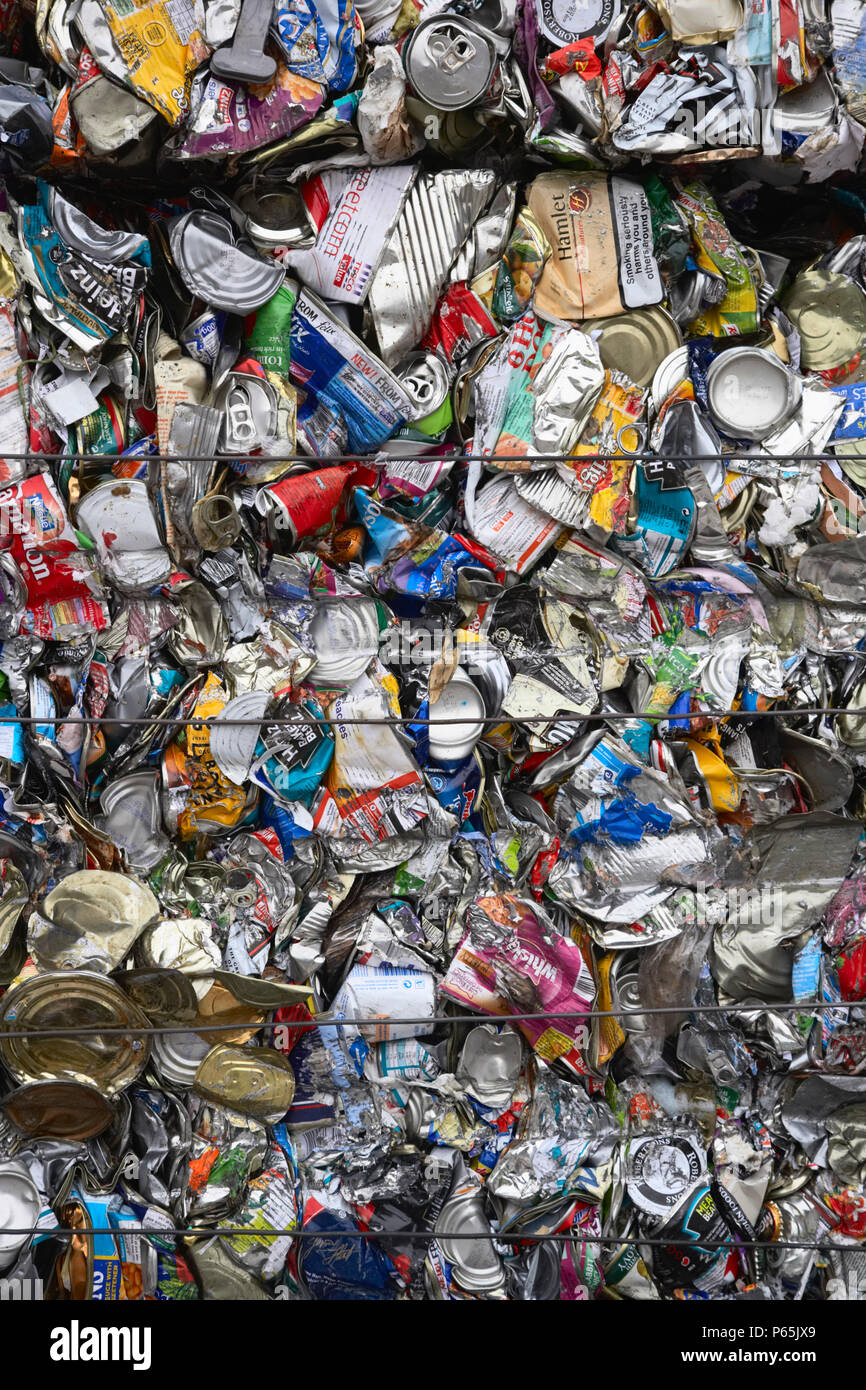 Compacted metal recycling Stock Photo Alamy