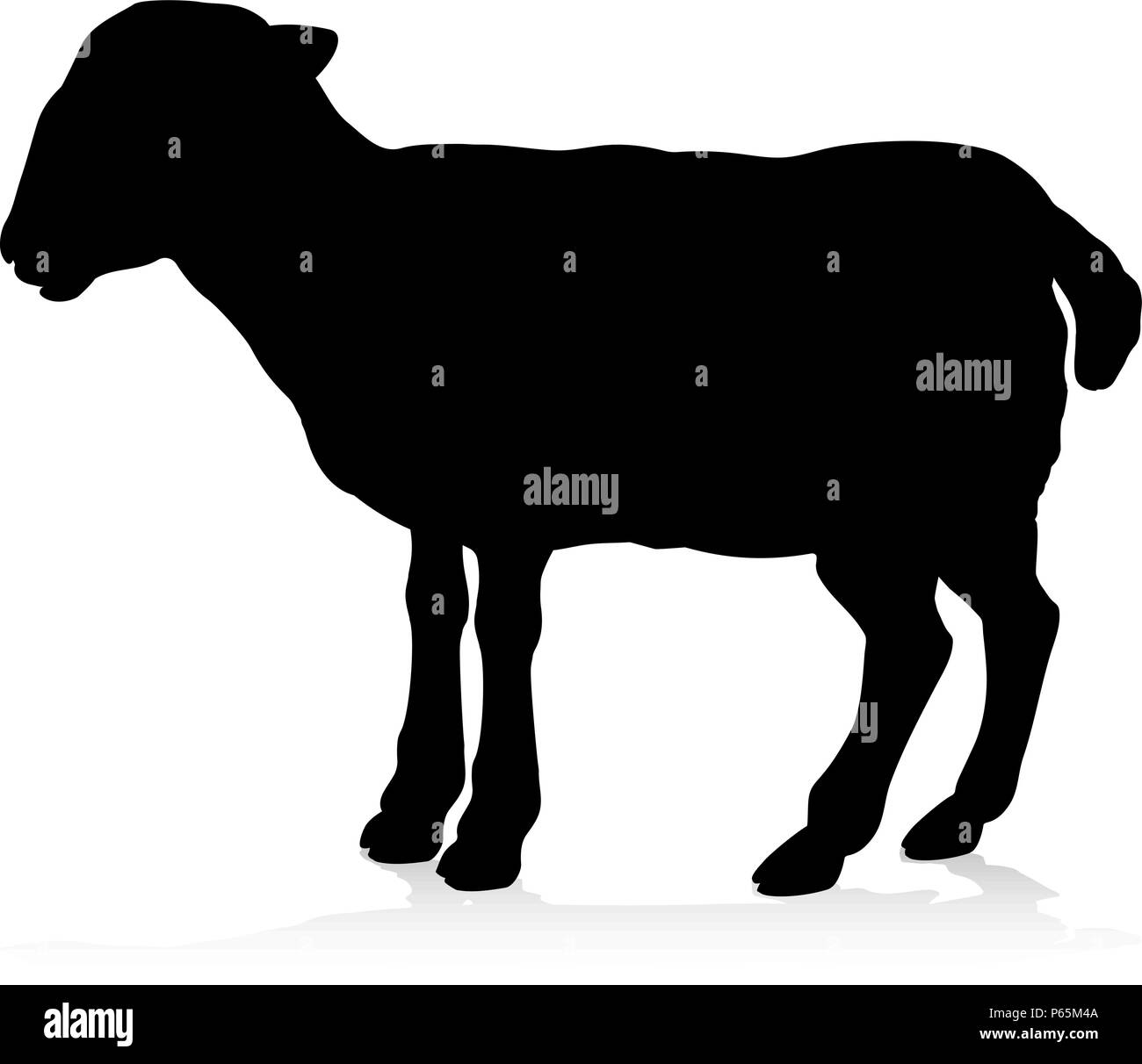 Sheep Farm Animal Silhouette Stock Vector