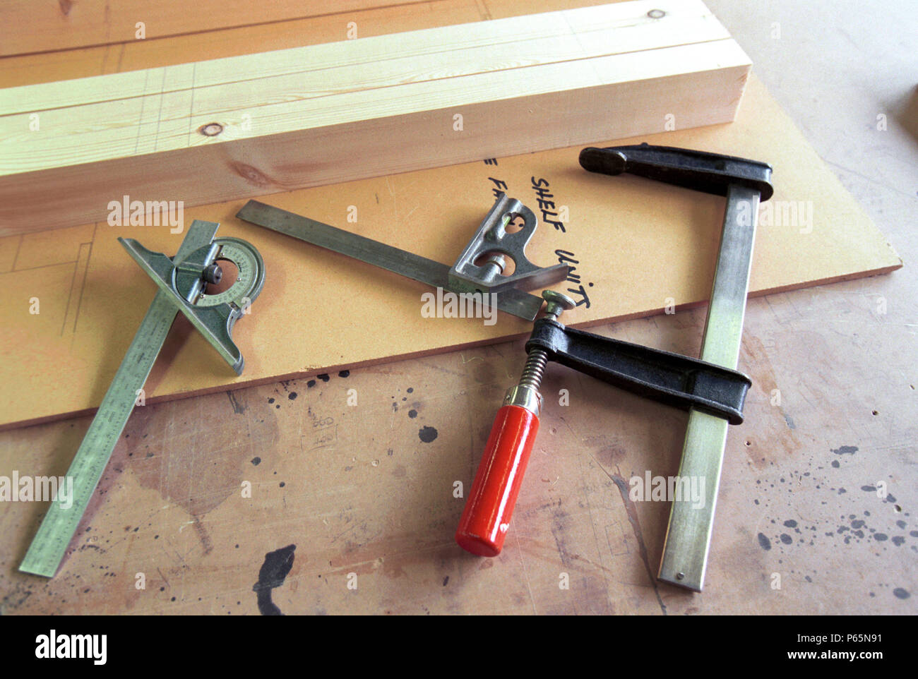 Tools On A Workbench Stock Photo Alamy