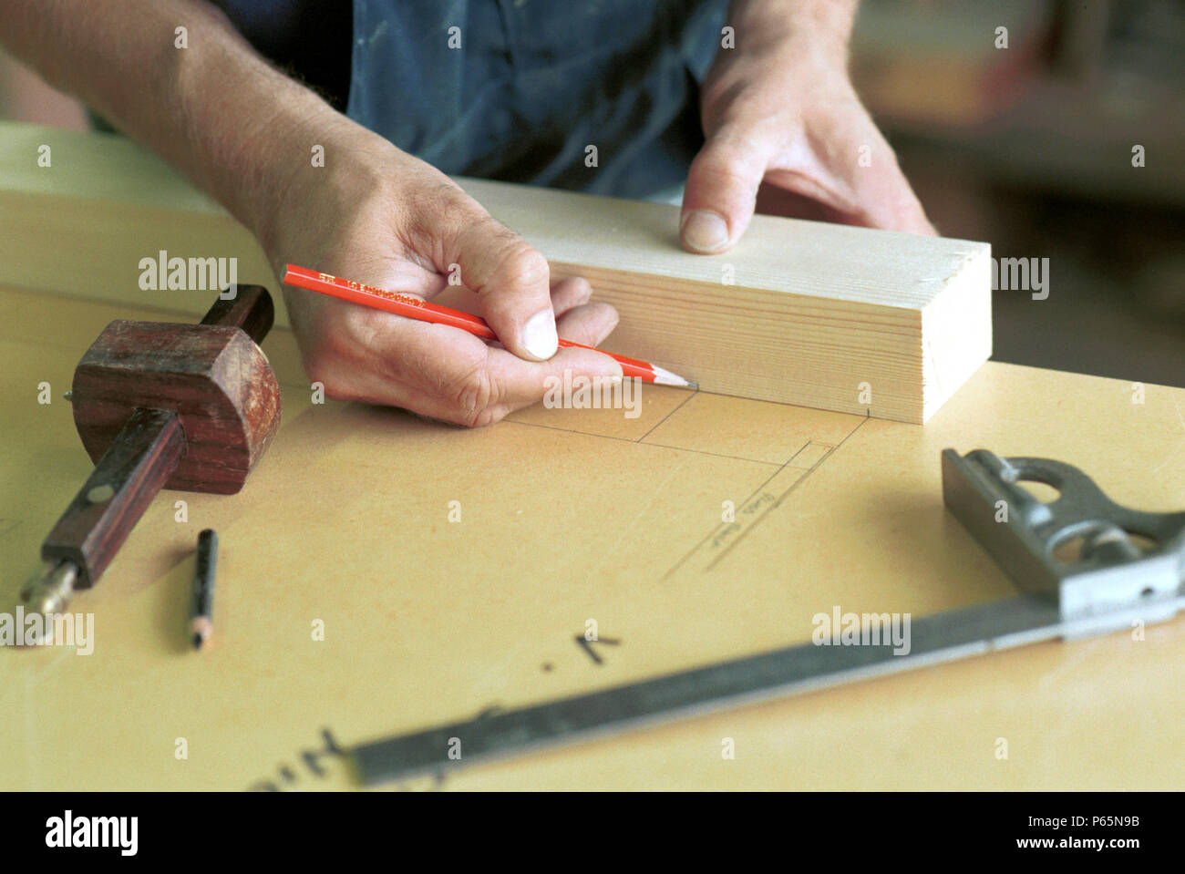 Shop Fitting. Setting out joinery Stock Photo Alamy