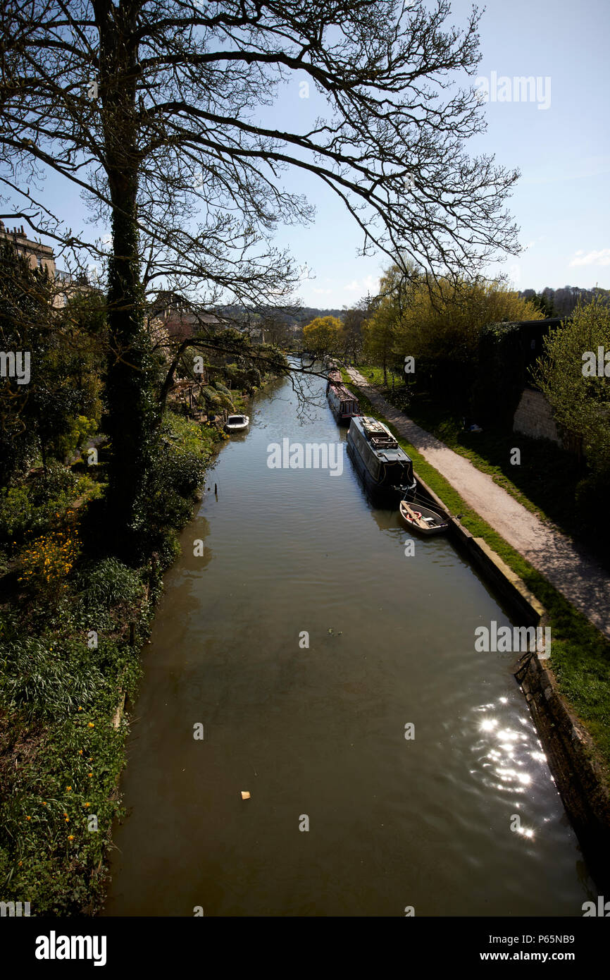 the Kennet and Avon Canal viewed from canal bridge Bath England UK Stock Photo