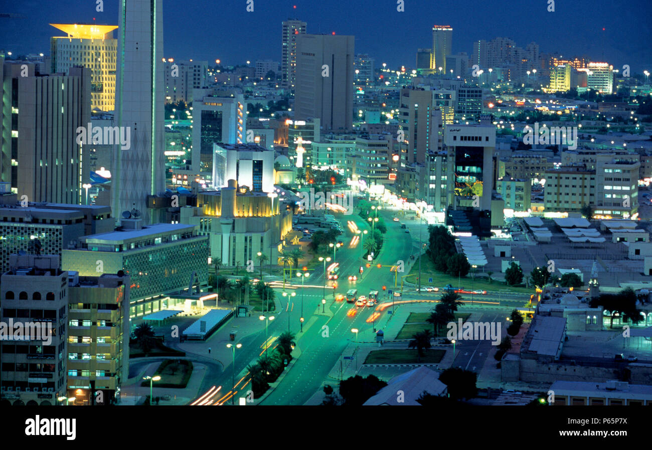 Kuwait City at night Stock Photo Alamy