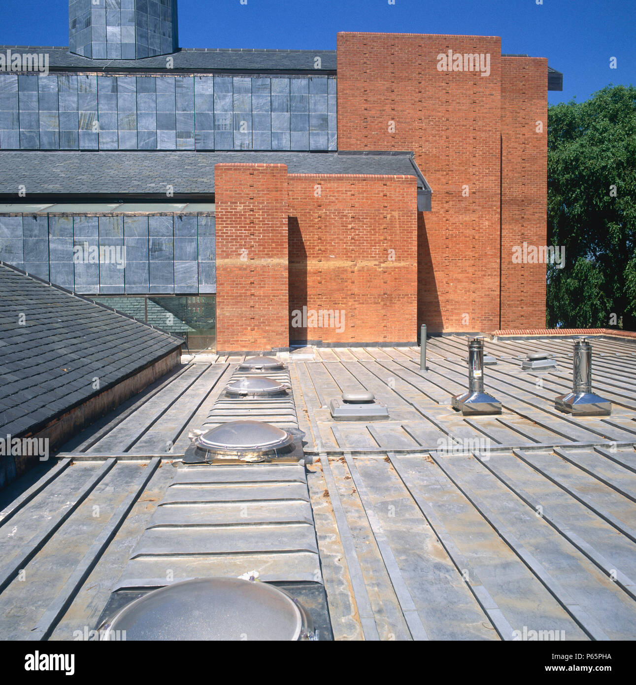 Wooden and lead roof deck of St Barnabas Church, Dulwich, South London, UK. Stock Photo