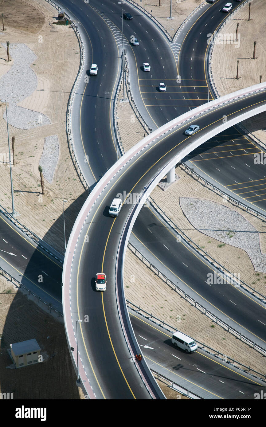 Motorway sliproad, Dubai, UAE, aerial view Stock Photo - Alamy