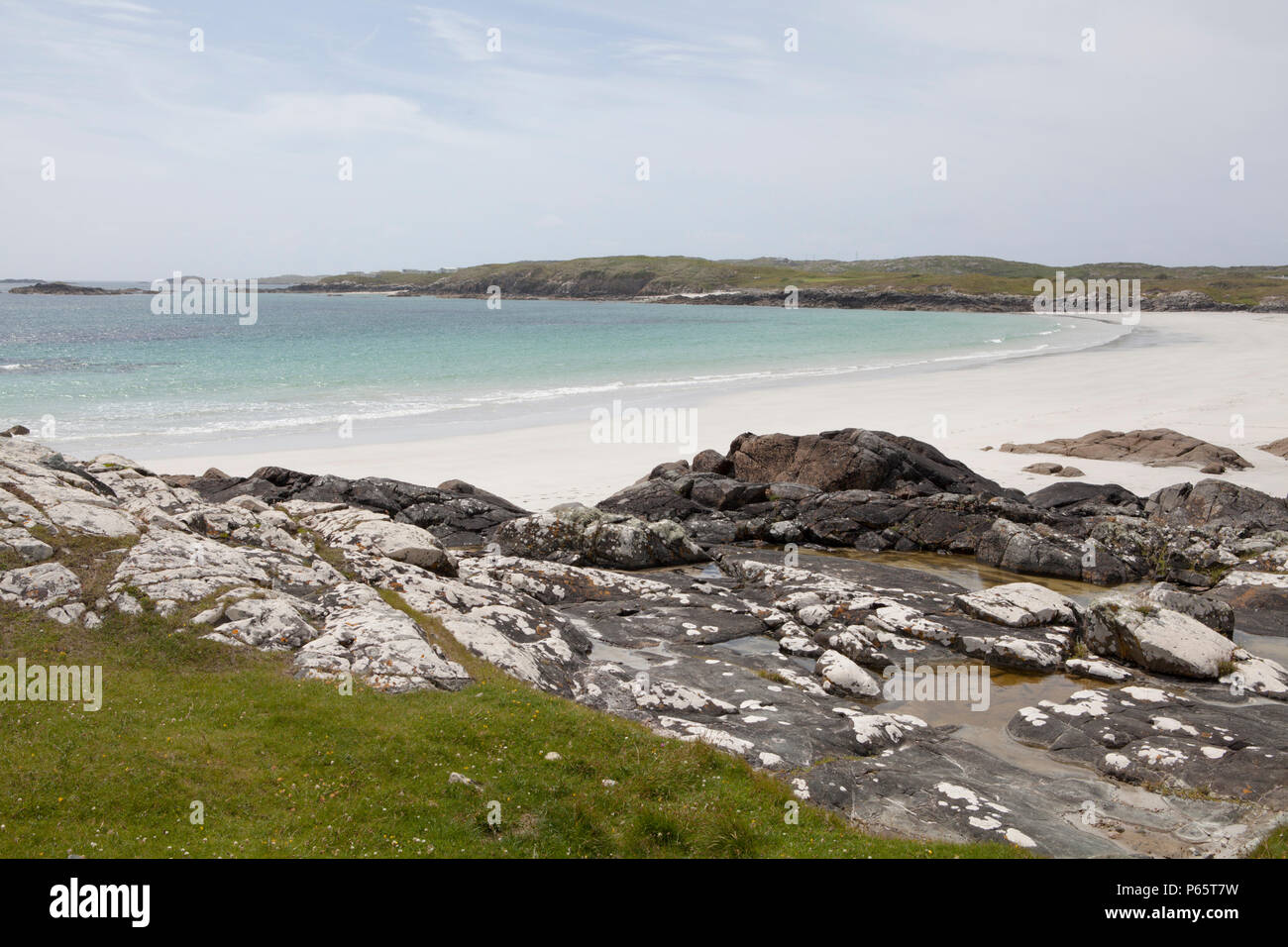 Deserted pristine white sand beach near Ballyconneely in Connemara, County Galway, Ireland Stock