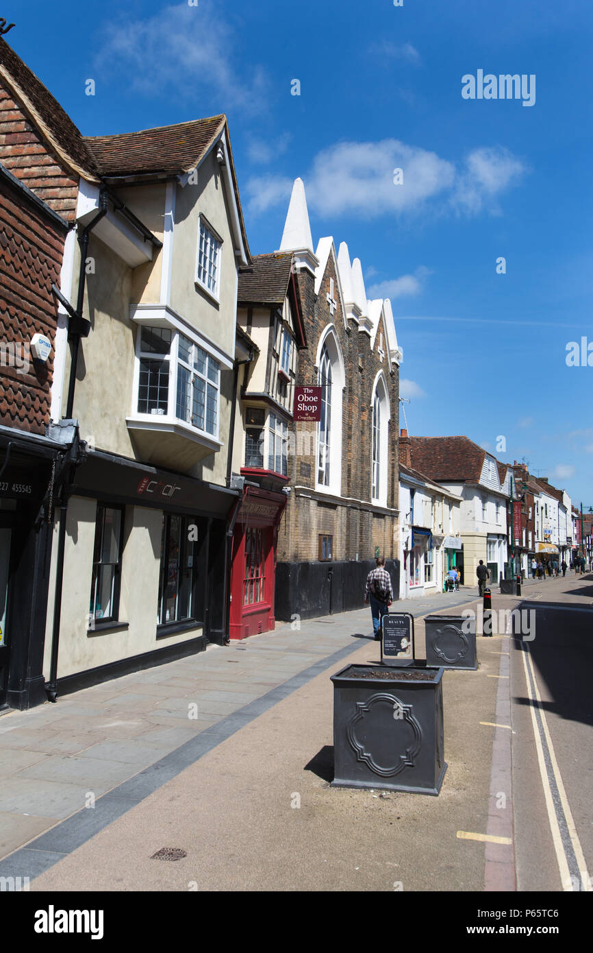 City of Canterbury, England. Picturesque view of shops on Canterbury’s